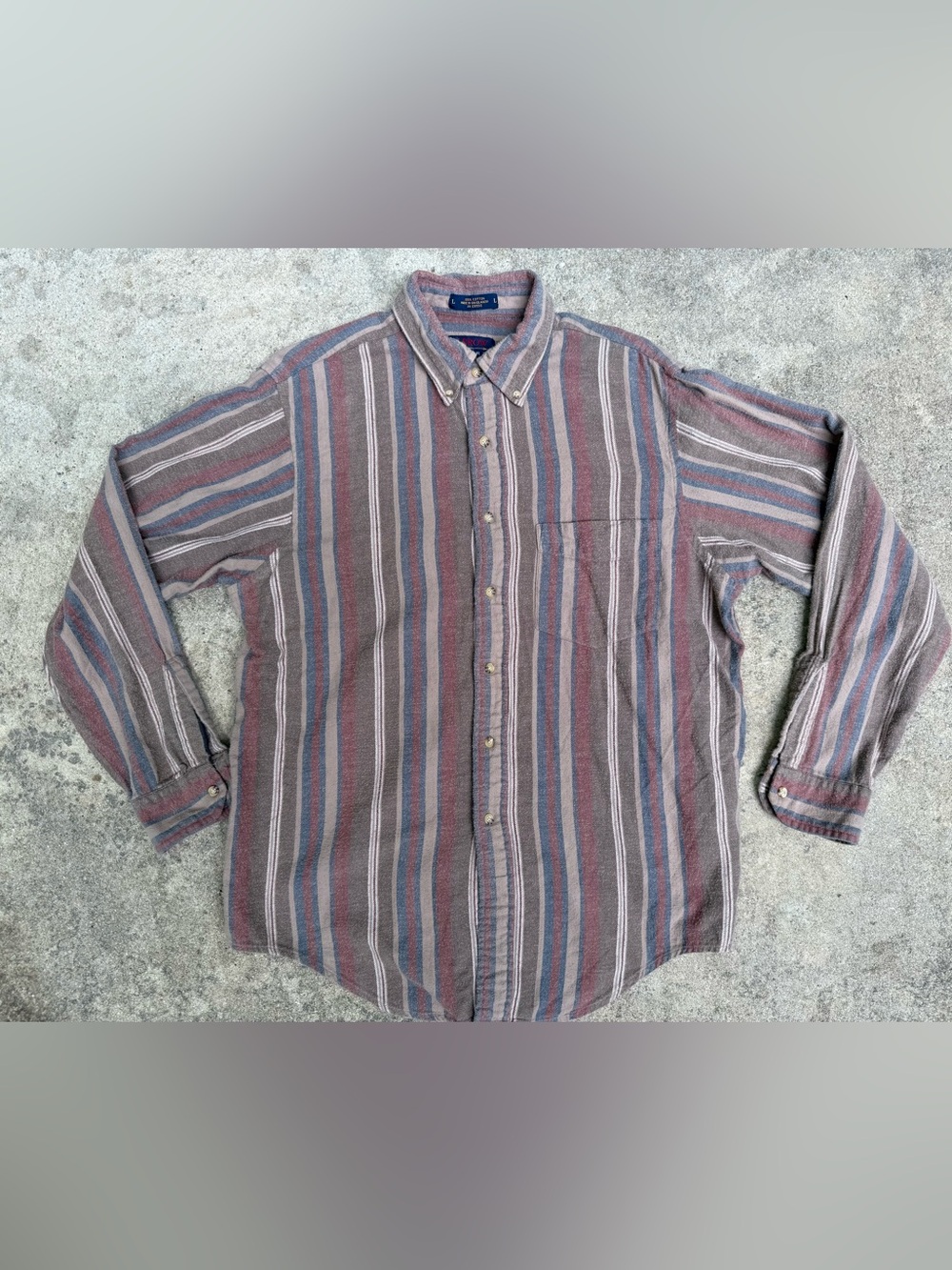 Vintage 90s Arrow Sport Men’s Striped Button-Down Shirt Sz L